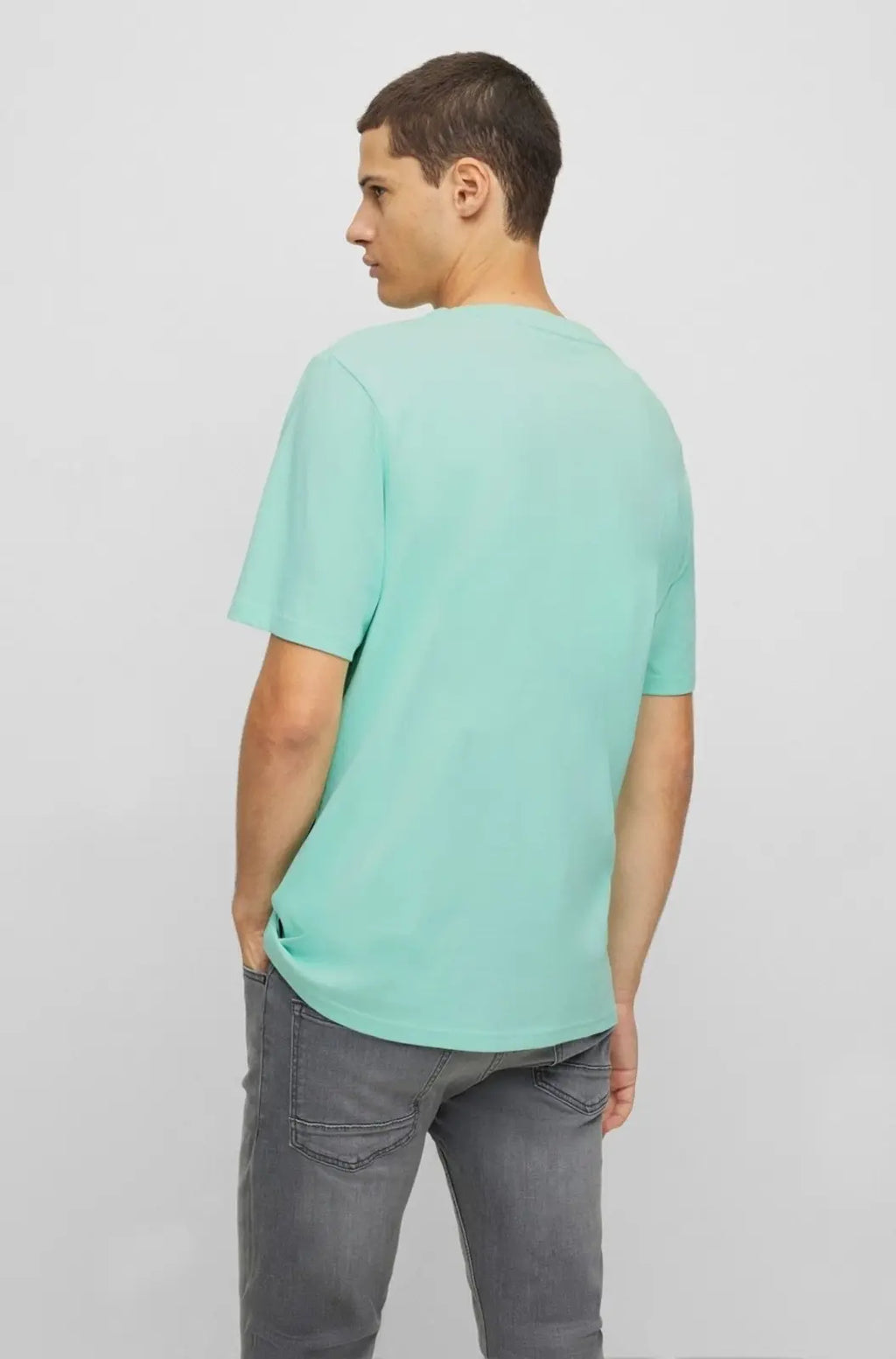 Camiseta Boss Relaxed Fit Em Jersey De Algodão Com Logo Triplo