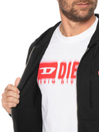 DIESEL Jaqueta Masculina Básico Moletom Com Capuz E Logo Patch Preto Diesel