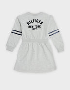Vestido Tommy Hilfiger Infantil De Algodão Com Cola Redonda E Corte Em A