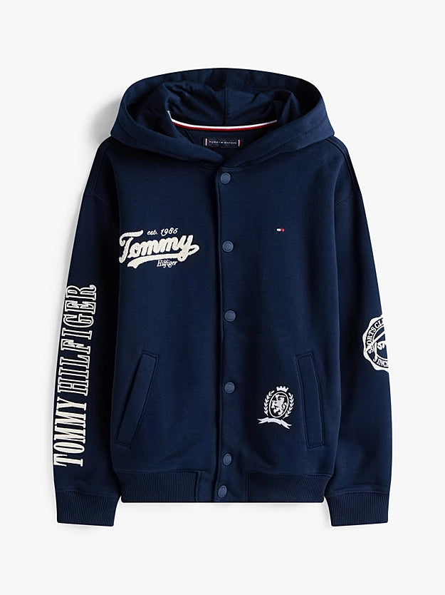 Blusa Moletom Tommy Hilfiger Com Capuz E Botões De Pressão Com Estampas Variadas Estilo Universitário