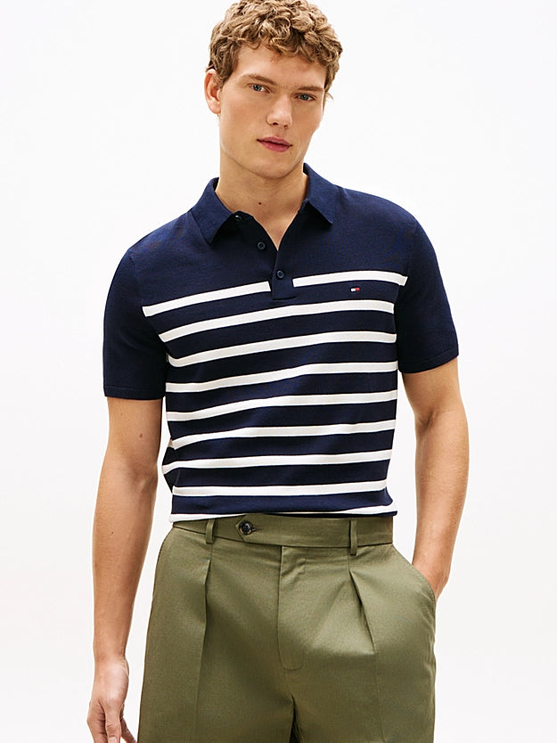 Polo Tommy Hilfiger De Malha Fina Com Corte Regular
