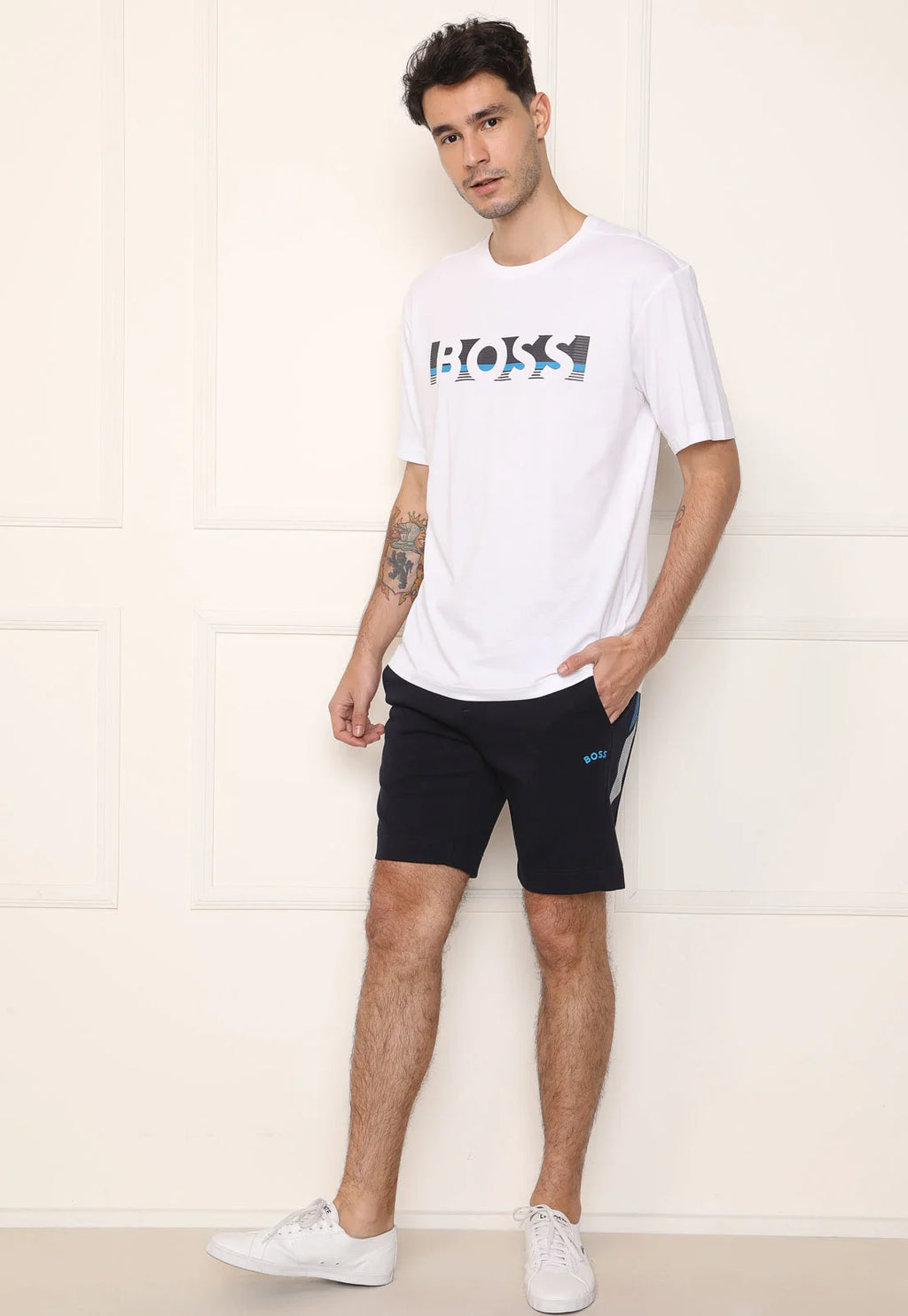 Camiseta Boss Logo Branca Cotton