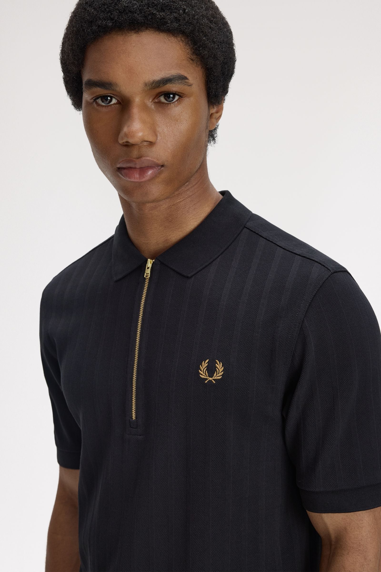 Polo Fred Perry Piqué Com Ziper