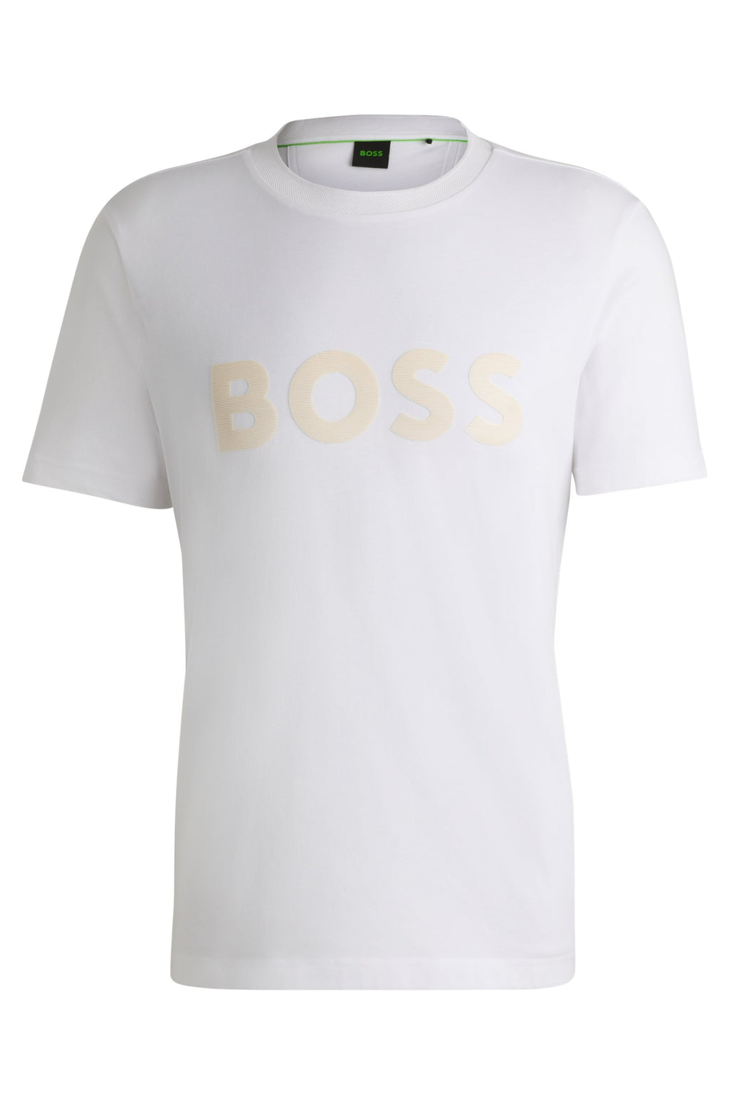 Camiseta com estampa de logotipo em efeito espelhado