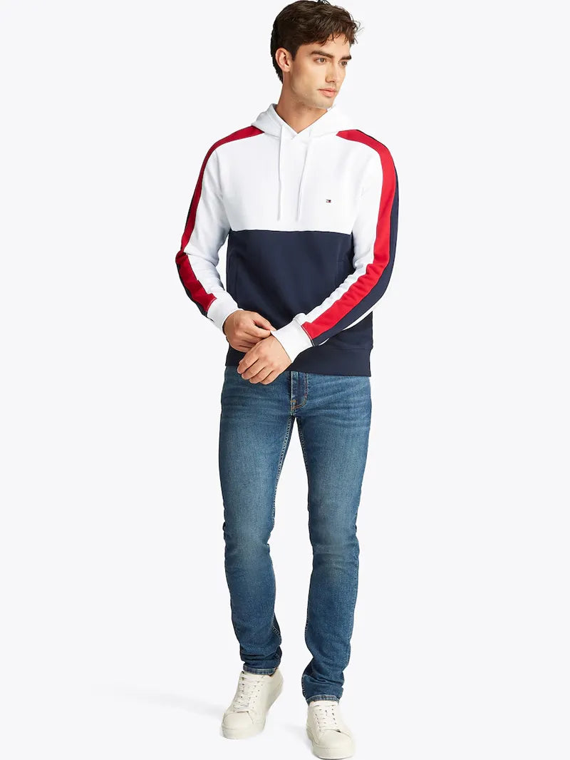 Blusa Moletom Tommy Hilfiger Casual Com Capuz E Design Em Painéis
