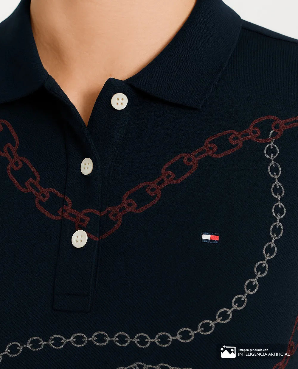 Polo Feminina Tommy Hilfiger de Manga Curta com Estampa.