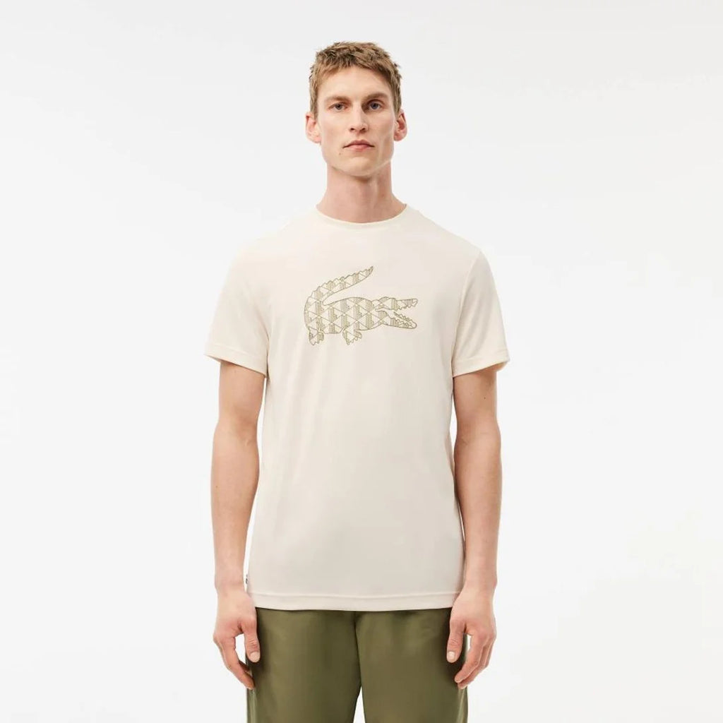 Camiseta Lacoste Croc Jacaré Bege