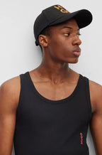 Boné De Sarja De Algodão Com Logo Empilhado Bordado Hugo