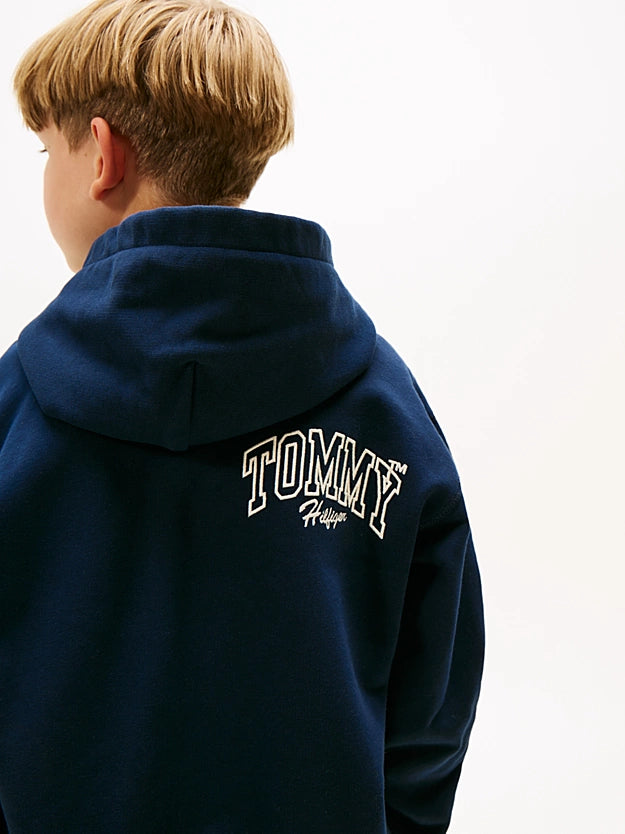 Blusa Moletom Tommy Hilfiger Com Capuz E Botões De Pressão Com Estampas Variadas Estilo Universitário