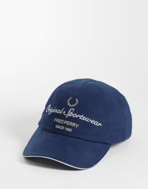 Boné Fred Perry de Microfibra Com Logo Em Debrum Azul