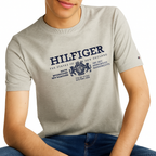 Camiseta Tommy Hilfiger Logo Bordado Nautical Monotype - Cinza