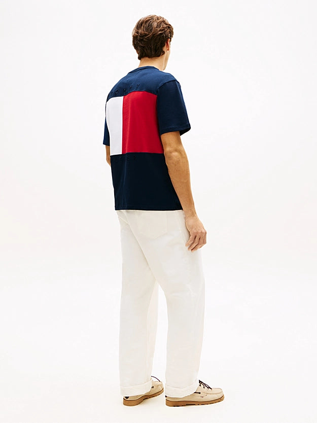 Camiseta Tommy Hilfiger Jersey Relaxed com Bordado de Bandeira