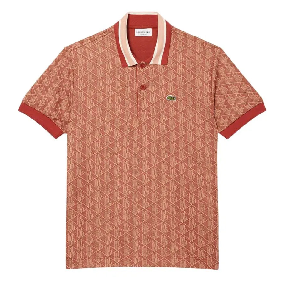 Polo masculina Lacoste Classic com gola contrastante e monograma