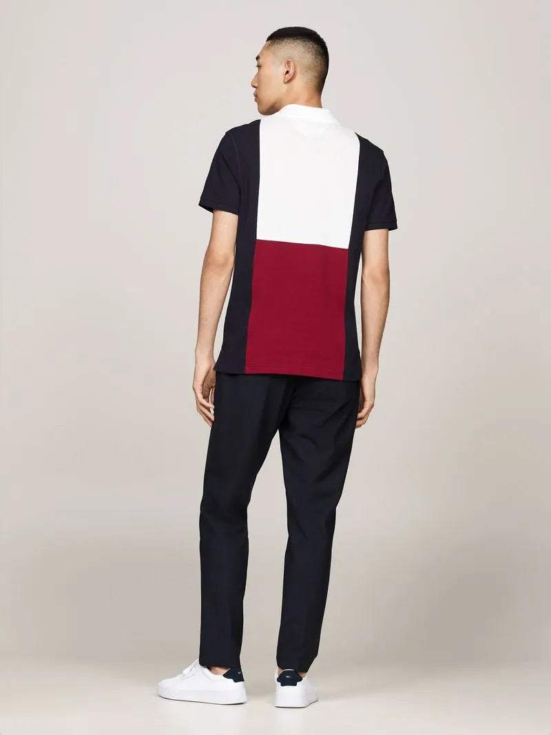 Polo Color Block Bandeira Costas Regular Fit Tommy Hilfiger