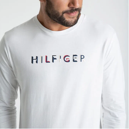 Camiseta Logo Monotype Manga Longa Tommy Hilfiger