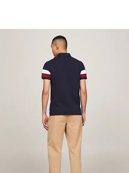 Polo Bandeira Manga Slim Fit Tommy Hilfiger