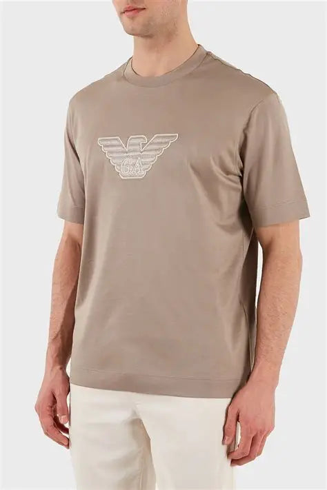 Camiseta Jersey Lyocell Logo Bordado Emporio Armani