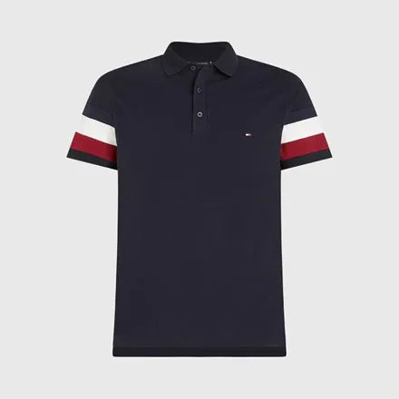 Polo Bandeira Manga Slim Fit Tommy Hilfiger
