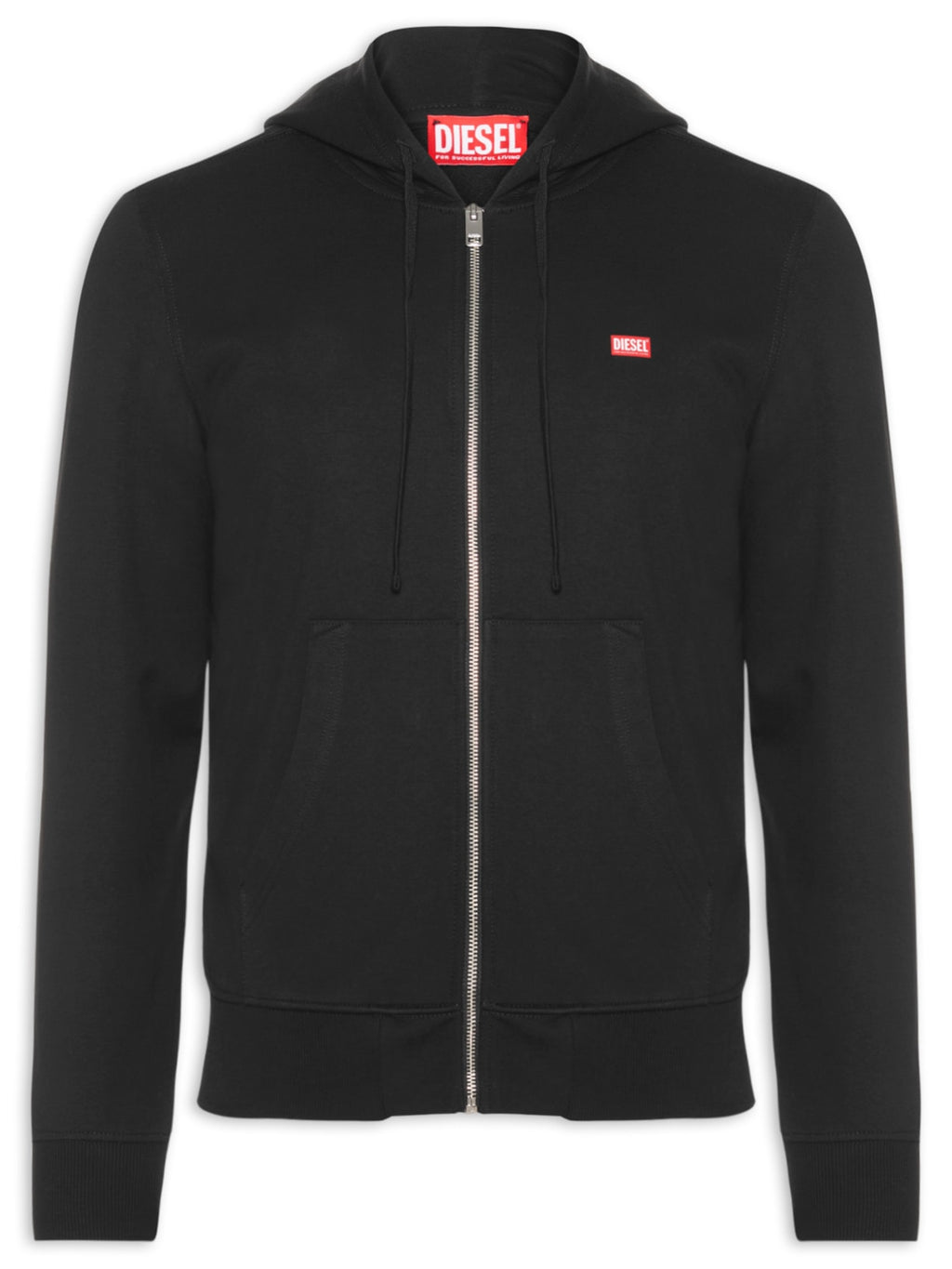 DIESEL Jaqueta Masculina Básico Moletom Com Capuz E Logo Patch Preto Diesel