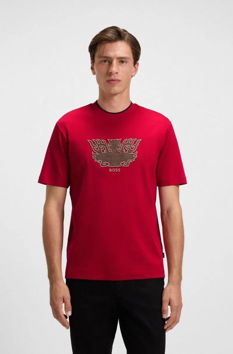 Camiseta Boss X Creation Of The Gods Com Bordado Taotie